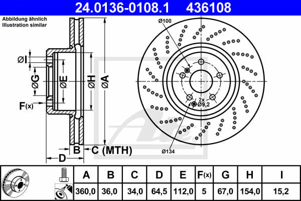 Disc frana ATE 24.0136-0108.1