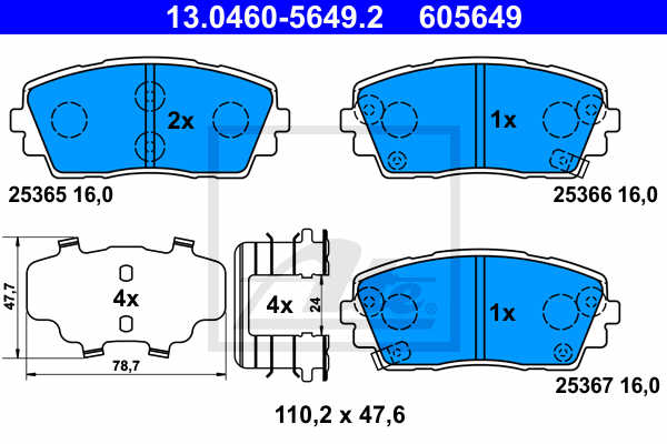 Set placute frana, frana disc ATE 13.0460-5649.2
