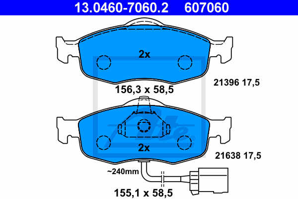 Set placute frana, frana disc ATE 13.0460-7060.2