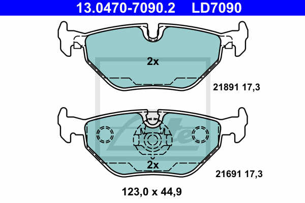 Set placute frana, frana disc ATE 13.0470-7090.2