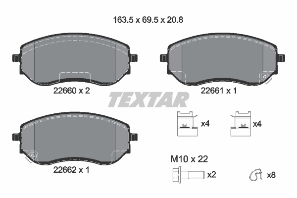 Set placute frana, frana disc TEXTAR 2266001