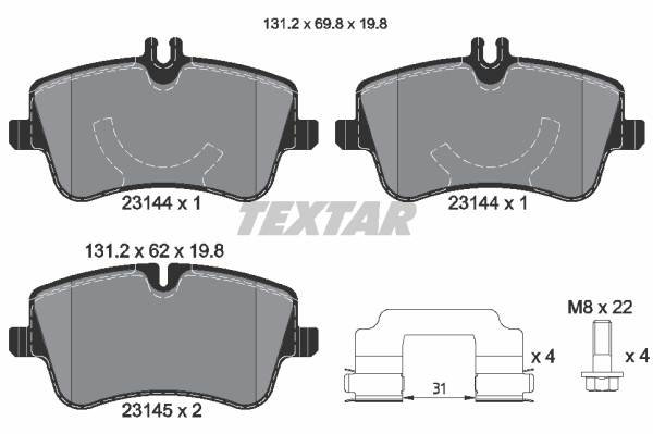 Set placute frana, frana disc TEXTAR 2314401