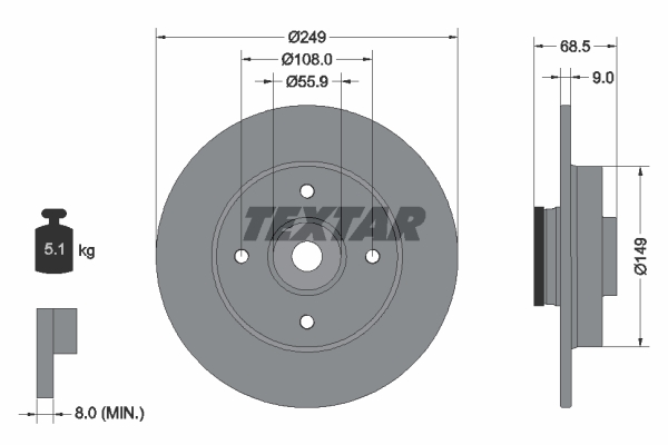 Disc frana TEXTAR 92133303