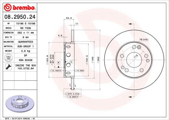 Disc frana BREMBO 08.2950.24