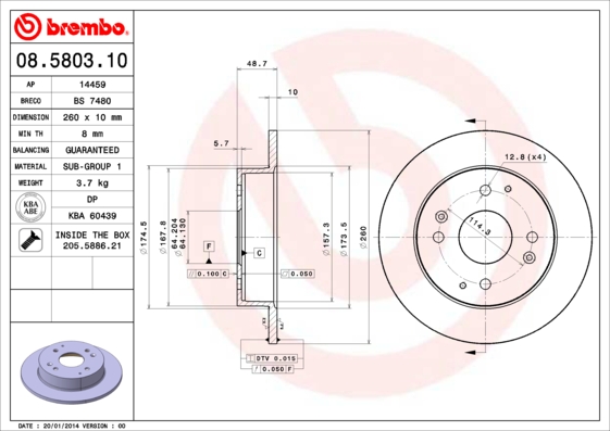 Disc frana BREMBO 08.5803.10