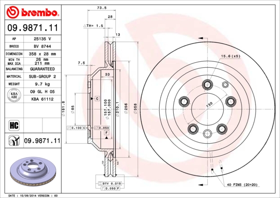 Disc frana BREMBO 09.9871.11