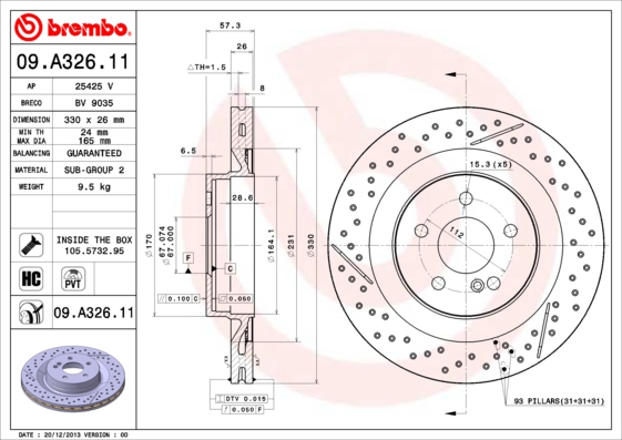 Disc frana BREMBO 09.A326.11