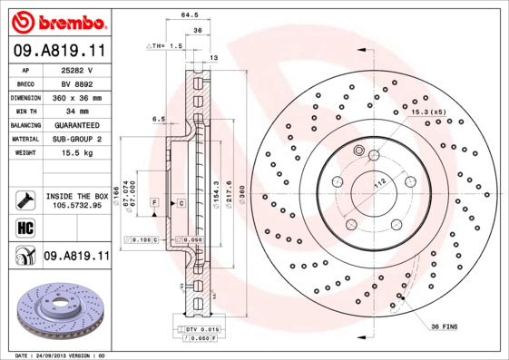 Disc frana BREMBO 09.A819.11