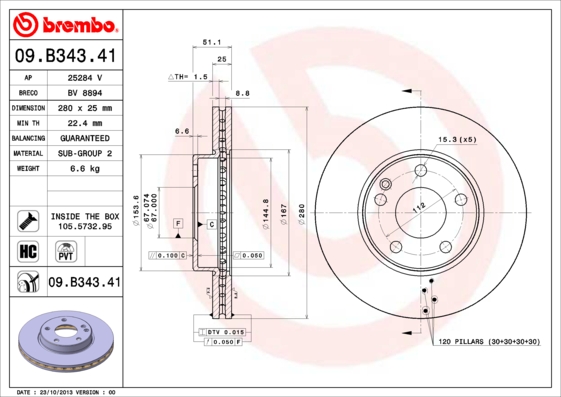 Disc frana BREMBO 09.B343.41